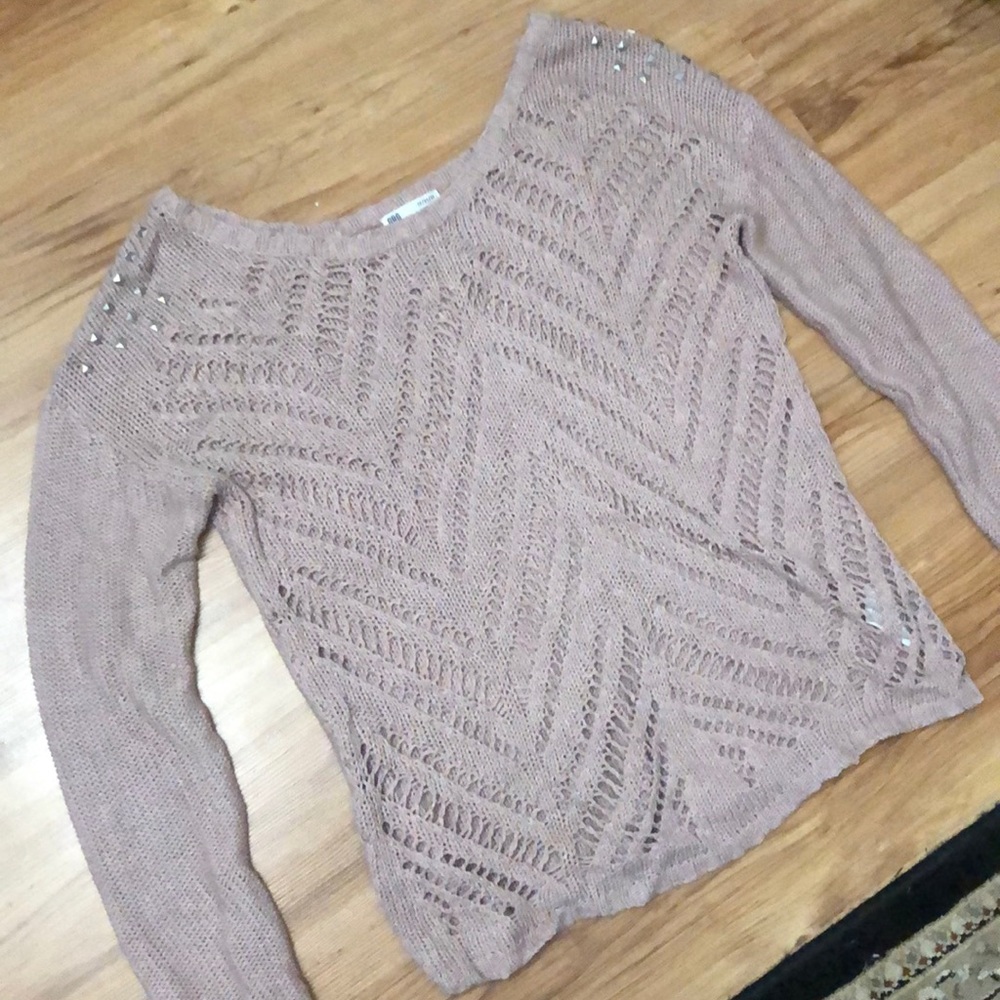 Blush pink sweater with studs